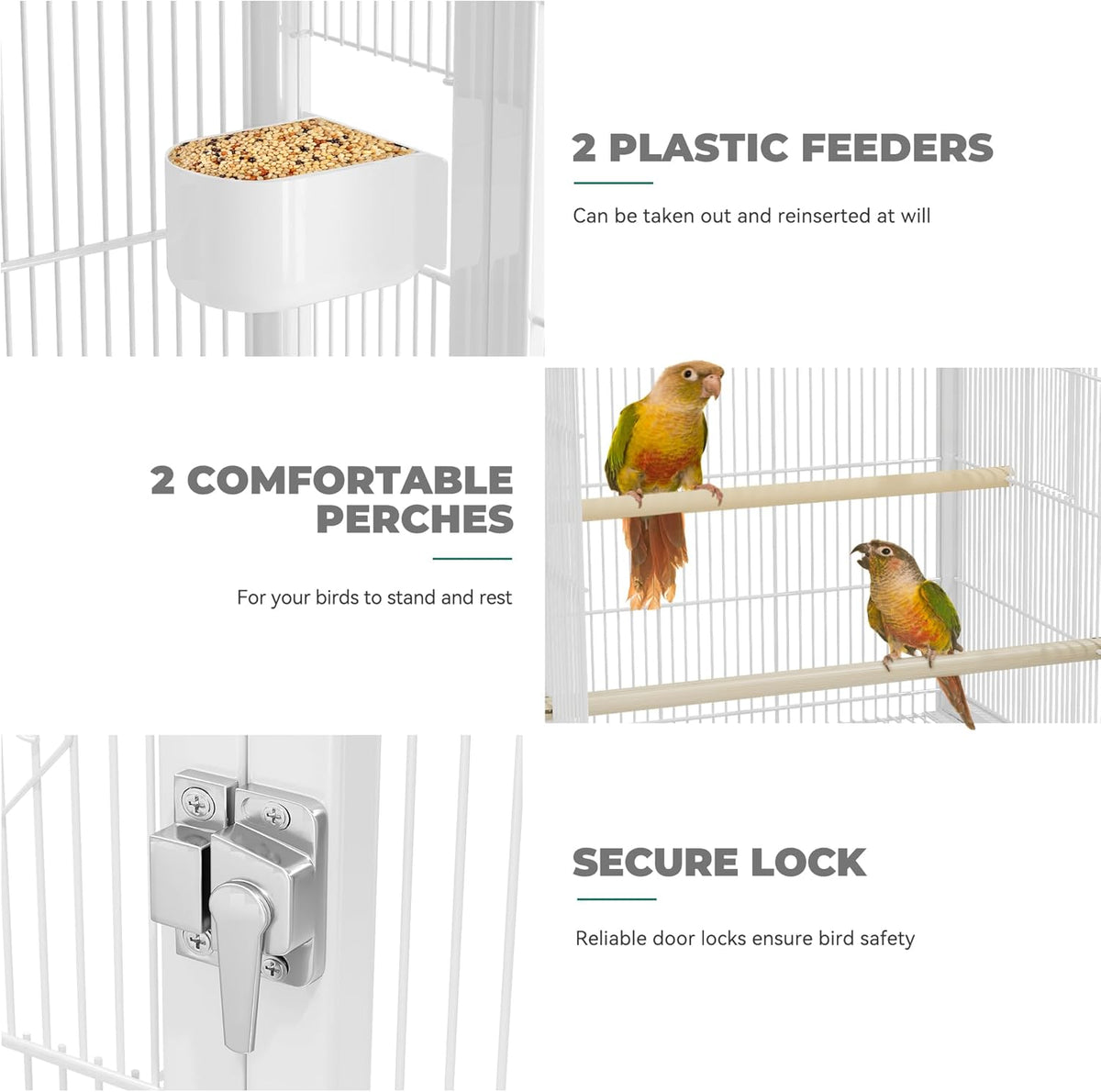 YITAHOME 41 inches Metal Bird Cage for Parakeets: Large Parrot Cages with Tray, Food Boxes, and