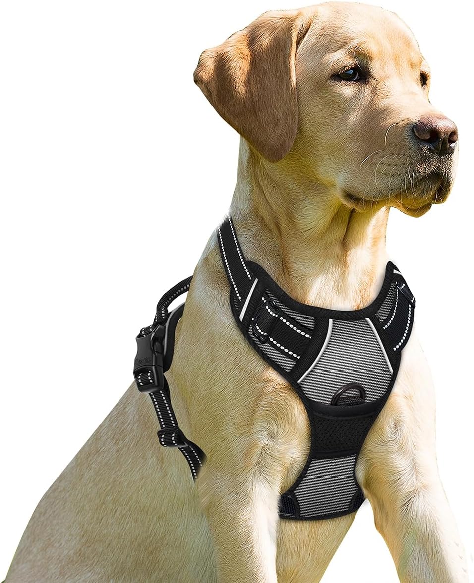 BARKBAY No Pull Dog Harness Front Clip Heavy Duty Reflective Easy Control Handle for Large Dog