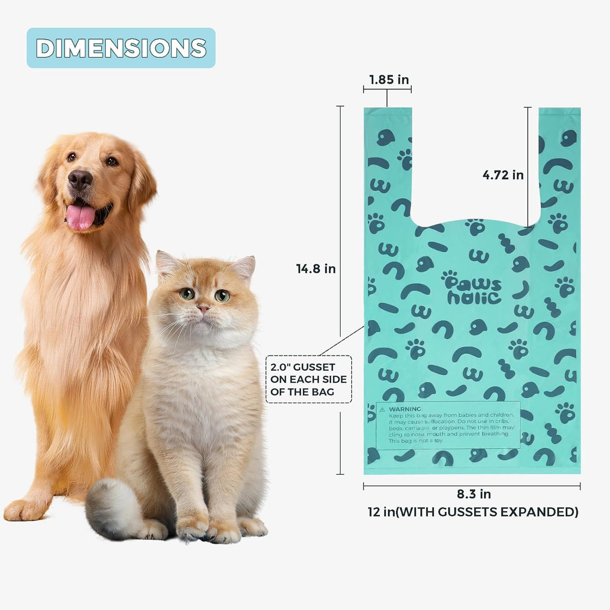 Poop Bags for Dog and Cat - Biodegradable 100% Leak-Proof Pet Waste Bags with Handle, 360 Count