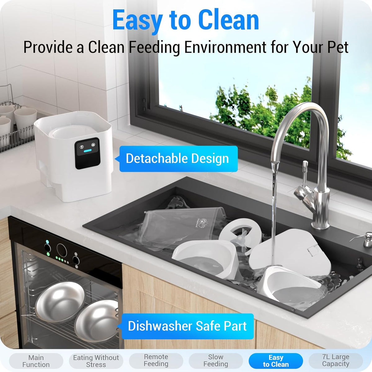 Automatic Cat Feeder with Slow Feed for 2 Cats: 5G WiFi Automatic Dog Feeder with 7L Large Food