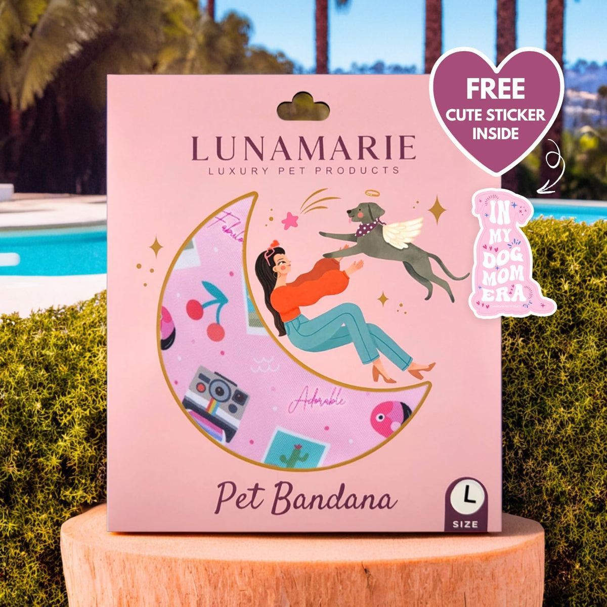 LunaMarie - Luxury Pet Birthday Bandanas -Premium & Silky Poly Fabric | 100% Handmade | Custom
