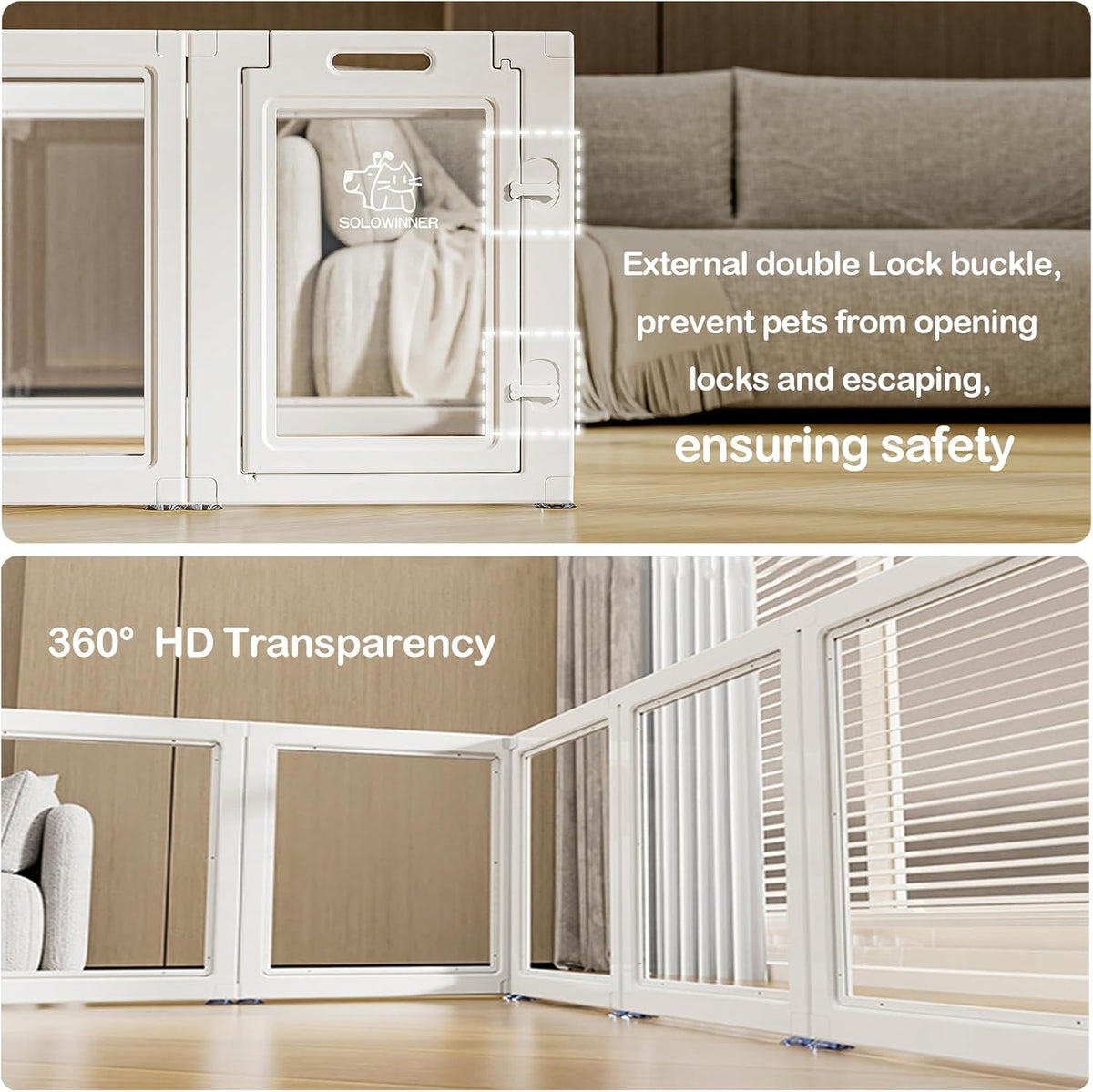 Clear Acrylic Dog Playpen Transparent Dog Playpen Indoor, Easy Assemble Clear Pet Pen for Puppy