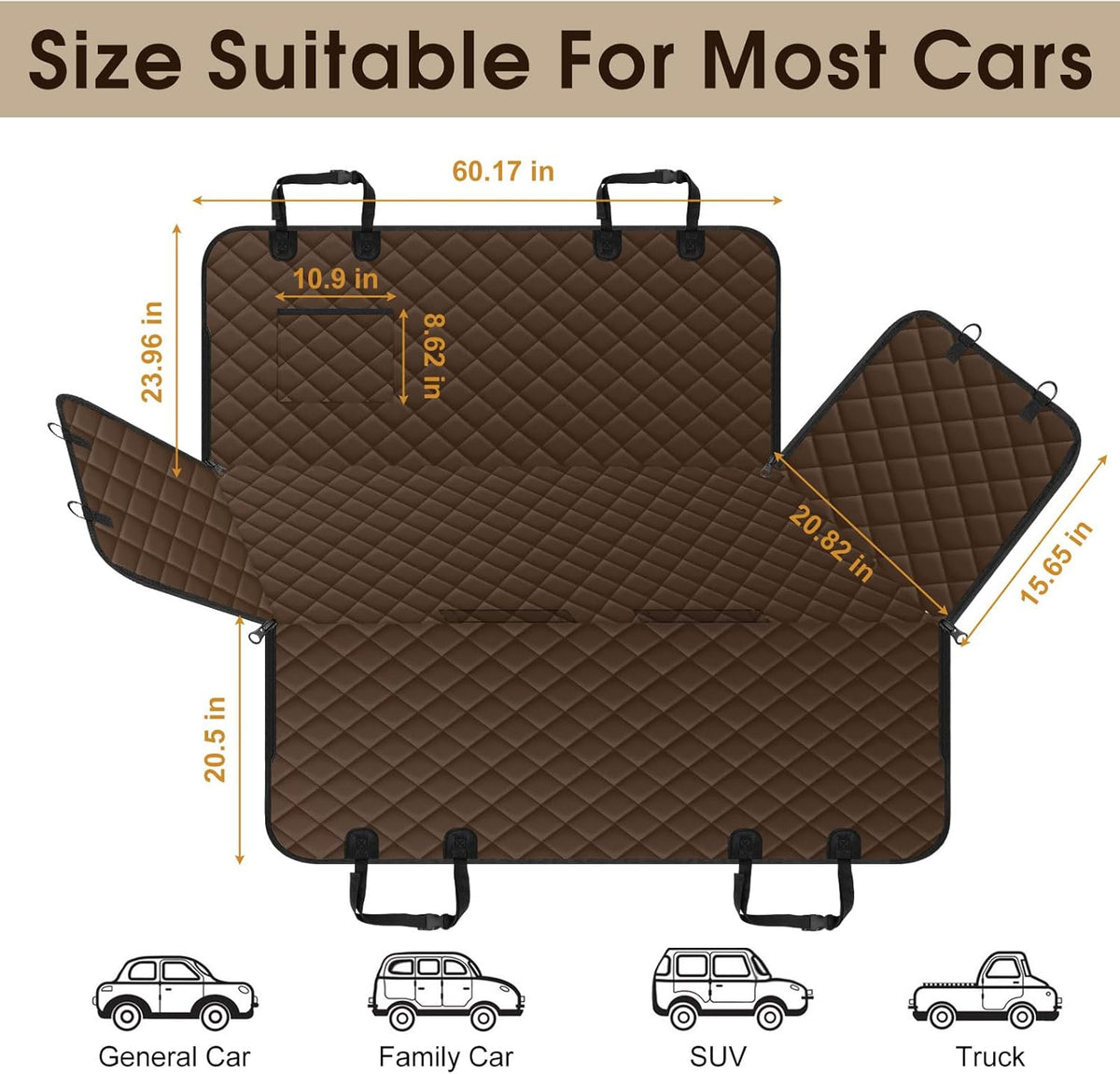 Waterproof Dog Car Seat Cover for Back Seat - Durable, Scratch Proof Pet Hammock with Nonslip