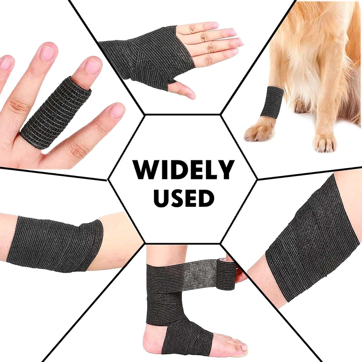 Self Adhesive Tape Wrap- 6 Rolls,Non-Woven Self Adherent Vet Wrap Tape,2in x 5Yard | Cohesive
