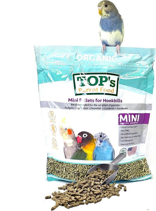TOP's Parrot Food Mini Pellets Bird Food for Budgies, Cockatiels, Parrotlets, Lovebirds, Parakeets
