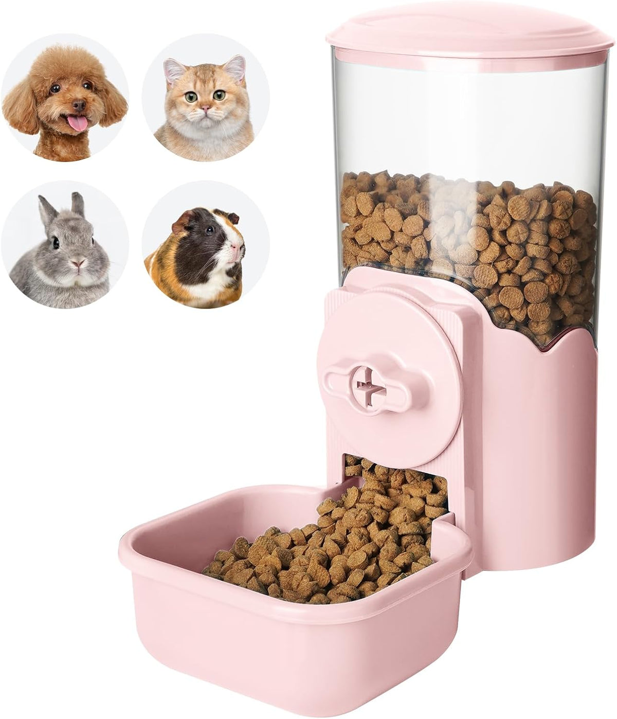 VANNON Small Animal Hanging Automatic Food Dispenser, 35oz Gravity Pet Feeder for Cage, Food Bowl