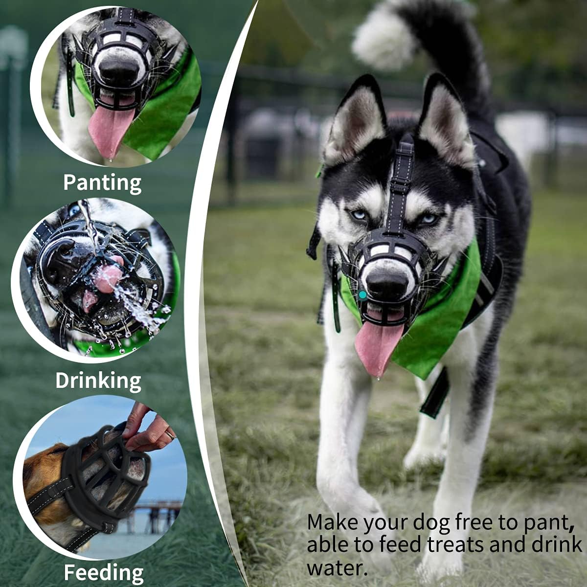 BARKLESS Dog Muzzle, Silicone Basket Muzzle for Small Medium Large Dogs, Soft Cage Mouth Cover