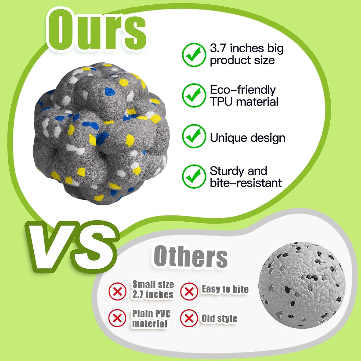 Upgrade Dog Balls Interactive Toys for Aggressive Chewers, Indestructible Tennis Durable Bouncy for