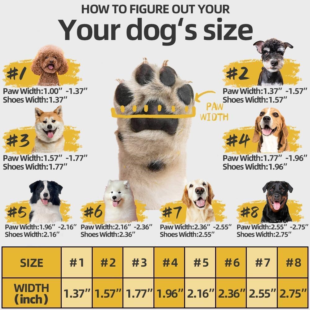 Hcpet Dog Shoes for Large Dogs, Waterproof Dog Booties for Small Medium Dogs, Anti-Slip Dog Boots &