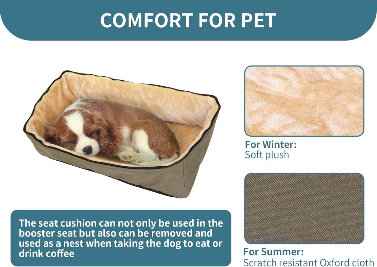 Petsfit Dog Booster Seat For 2 Small Dogs or Medium Dog up to 45 lb, Large Dog Car Seat With 2 Big