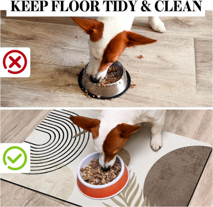 Dog Food Mats for Floors, Absorbent Dog Bowl Mat for Food and Water Dispenser Mat, Quick Dry Cat