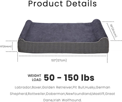 Laifug Orthopedic Memory Foam Extra Large Dog Bed with Pillow and Durable Water Proof Liner &