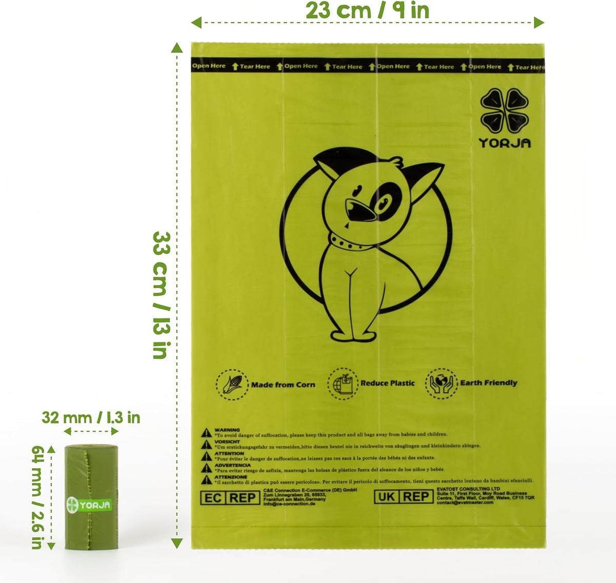 YORJA Dog Poop Bags Rolls with Dispenser & Holder, 510 Pet Waste Bags, 100% Leak Proof Extra Thick