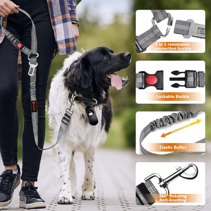 Removable Dog Seat Belt Harness for Car, 3 in 1 Pet Dog Car Seatbelt Leash, Retractable Restraint