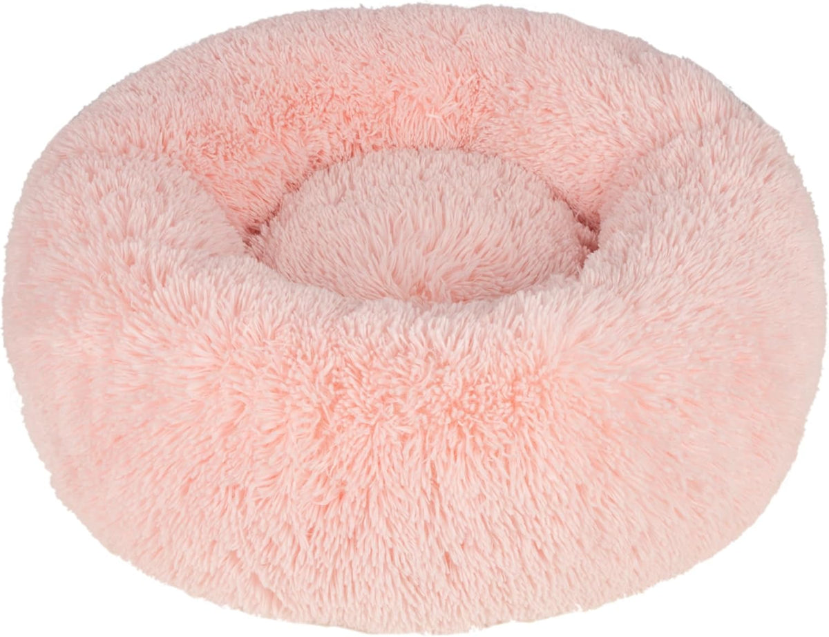 Best Pet Supplies Round Donut Dog Bed with Plush Faux Fur Fabric, Calming, Anti-Anxiety Cushion for