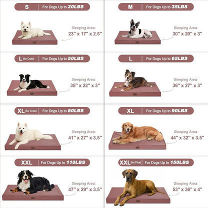 Outdoor Large Dog Bed, Waterproof Dog Bed for Large Dogs, Egg Crate Foam Pet Bed with Removable