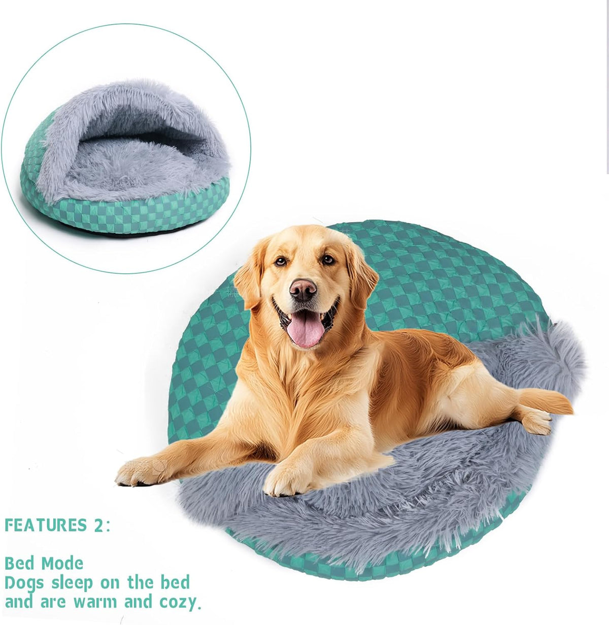 Cat Bed Hooded Plush Nest with Self-Warming Cozy Cave, Calming Anti-Anxiety Pet Bed for Indoor Cats
