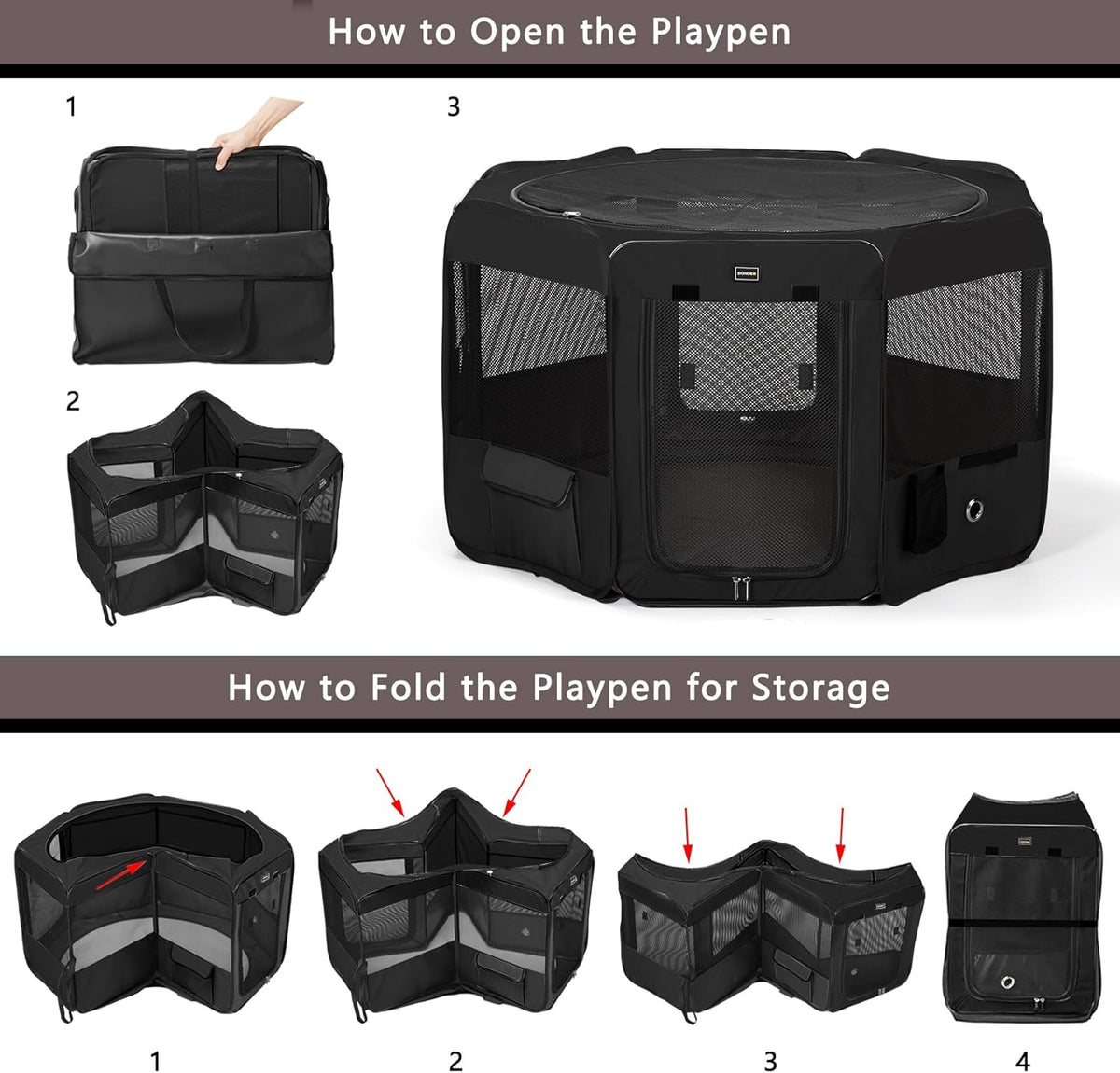 DONORO Dog Playpen Portable Pet Play Pens for Small Dog/Cat/Rabbit/Chicks, Cat Playpen