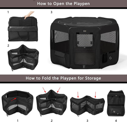 DONORO Dog Playpen Portable Pet Play Pens for Small Dog/Cat/Rabbit/Chicks, Cat Playpen