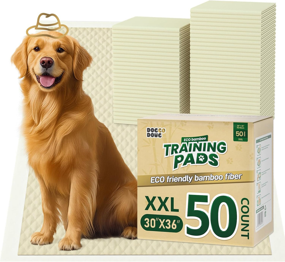 50-Count 30"x36" XXL Puppy Pads Disposable Pee Pads for Dogs Extra Large Super Absorbent Bamboo