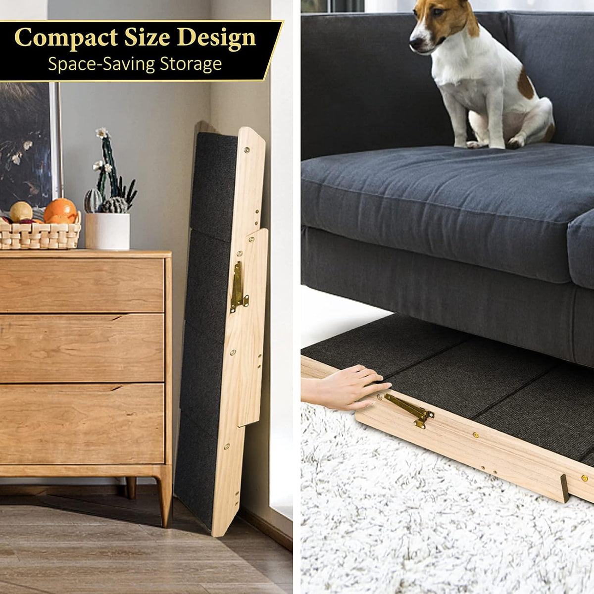 BRIKY 2-in-1 Dog Stairs/Ramp with 4 Steps, Foldable Dog Stairs for High Beds Cars Couch, Durable