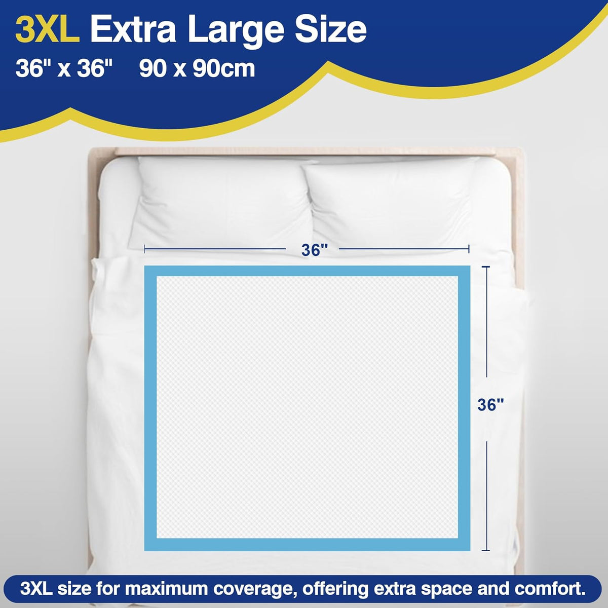 MKISS Bed Pads Disposable 36" x 36" (50 Counts), Large Incontinence Underpads Leakproof Quick