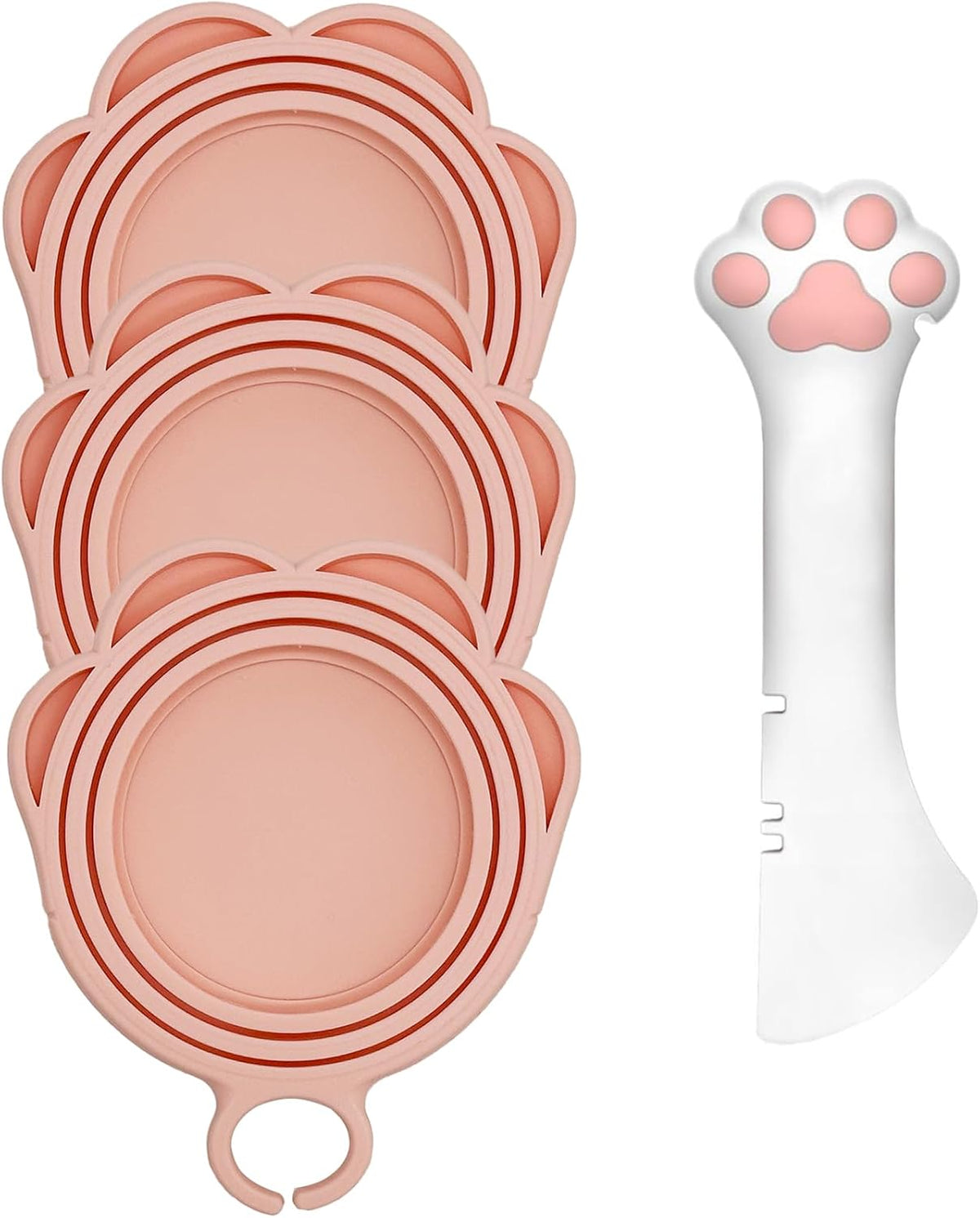 3 Pcs Cat Food Can Lids & One Can Opener | Cute Paw Shape Can Covers and Opener Spatula Cat Spoons