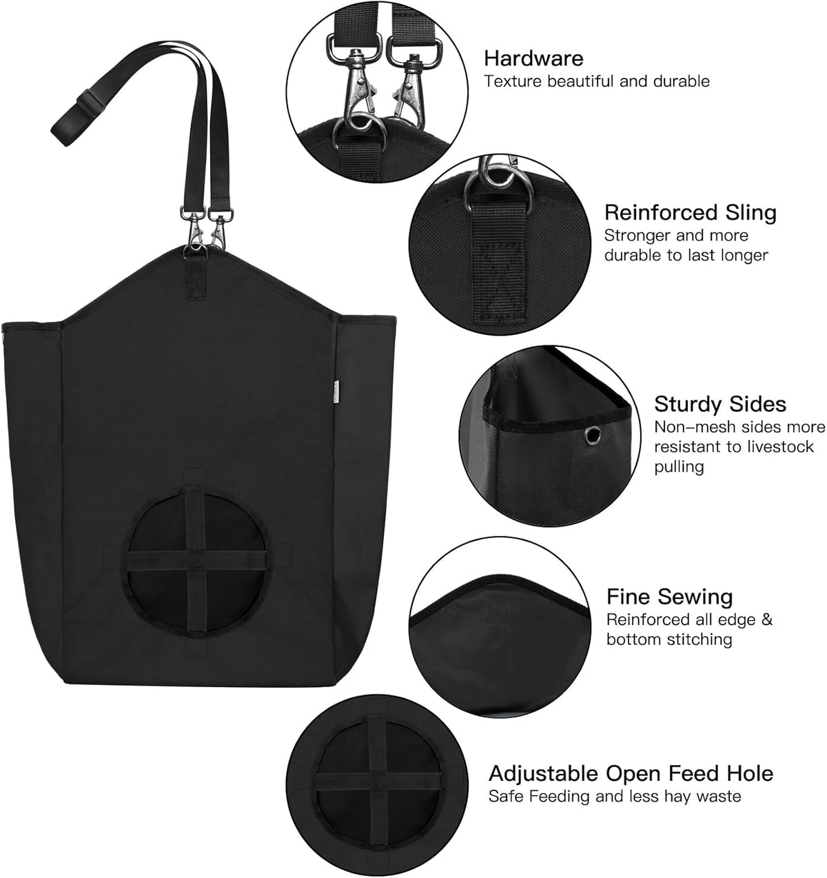 3 Packs Goat Hay Feeder,Hay Bags for Goats,Horses,Sheep,Premium 600D Oxford Cloth,with Metal