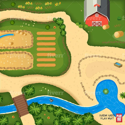Farm Play Mat for Farm Toys | Foldable Solution |Large Size 57” x 57” | Farm Animals | Tractor