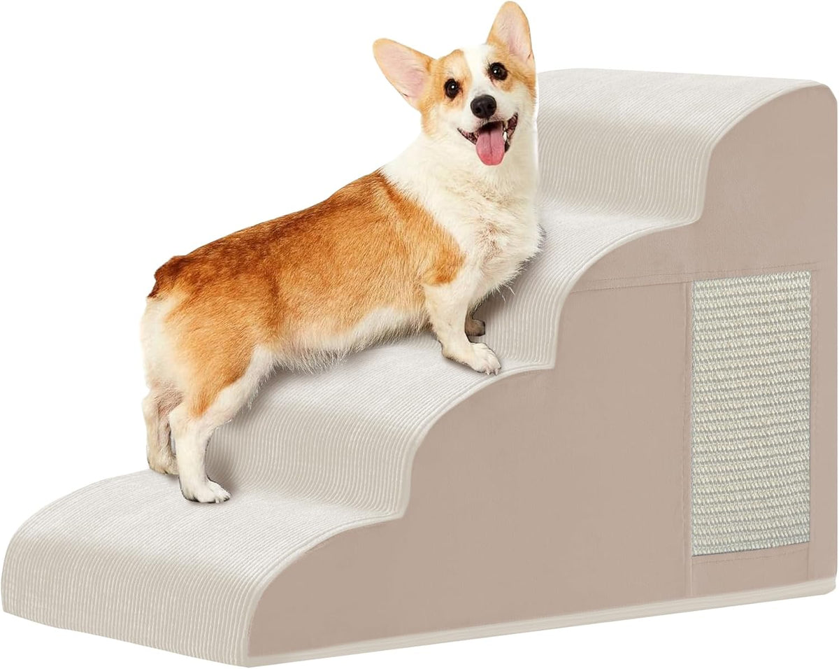 Dogs Steps for Bed, Dog Stairs for Small Dogs, 4-Step Dog Ramp for Bed, Couch, Sofa, and Chairs