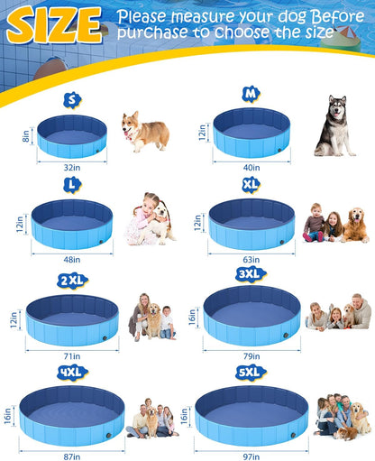 YSJILIDE Portable Dog Pool PVC Pet Swimming Pool Bathtub Collapsible, Hard Plastic for Pets to Swim