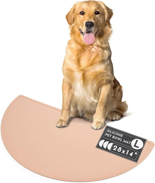 Waterproof Silicone Pet Food Mat - Non-Slip, Spill-Proof Feeding Mats for Floors, Raised Edge