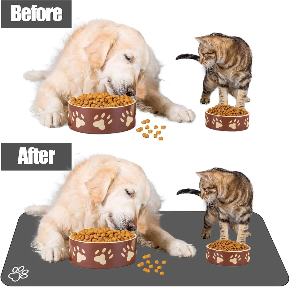 Large Pet Feeding Mat, Absorbent Quick Dry Dog Mat for Food and Water Bowl, Non Skid Cat Bowl Mat