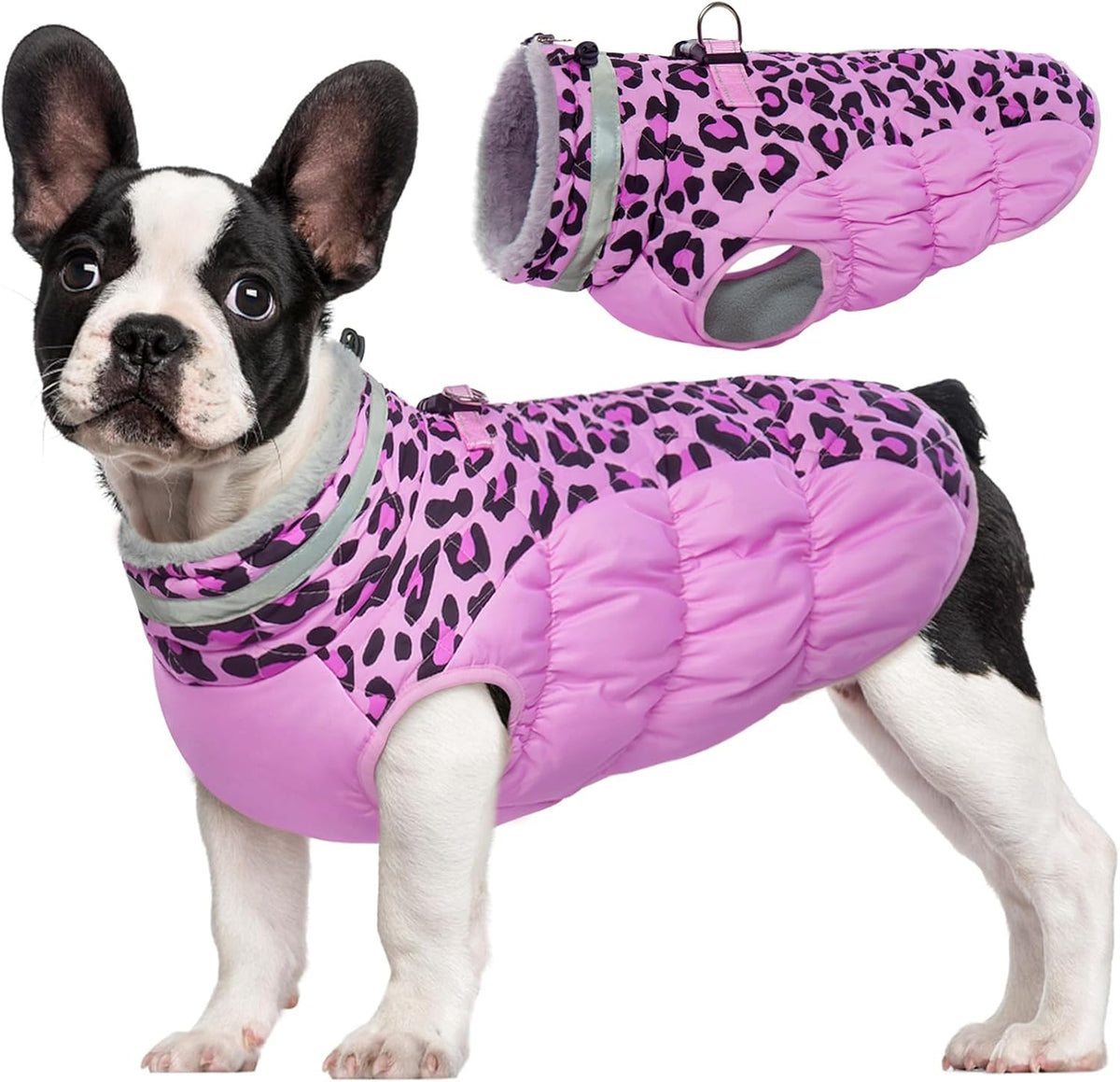 FUAMEY Dog Coat for Medium Dogs,Waterproof Dog Winter Jacket with Harness Built in Puppy Cold