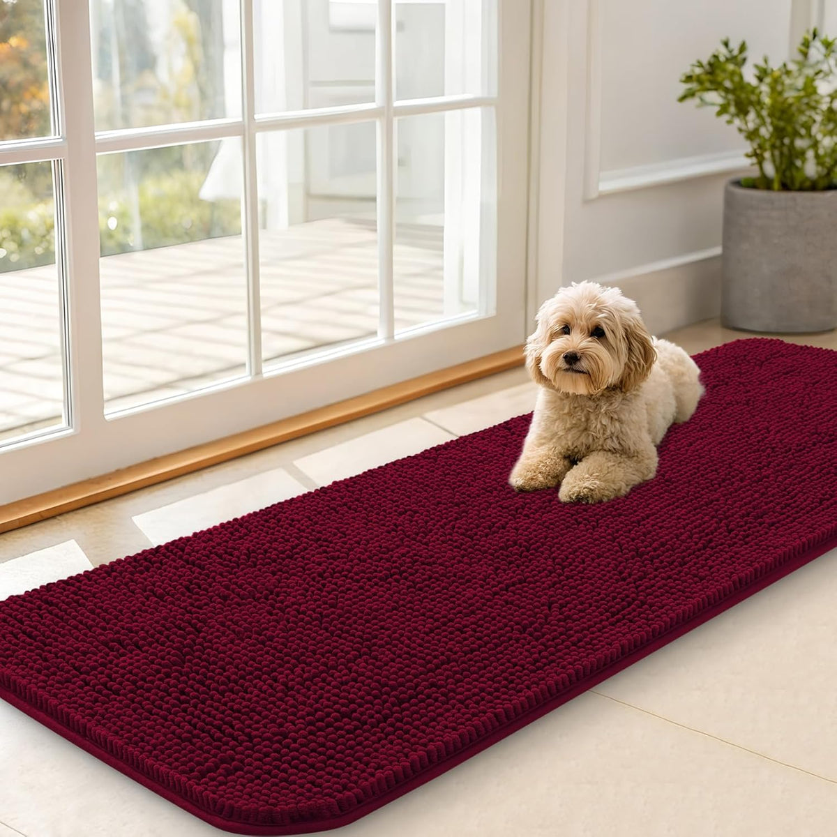 OLANLY Dog Door Mat for Muddy Paws 59x20, Absorbs Moisture and Dirt, Absorbent Non-Slip Washable