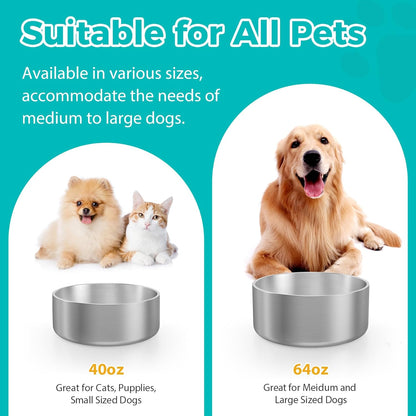 LIANLAI Stainless Steel Dog Bowls, Rust-Resistant Metal Large Dog Bowl, Double-Walled Puppy Water