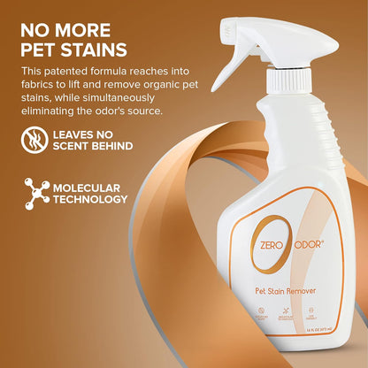 Zero Odor - Pet Stain Remover & Odor Eliminator - Permanently Remove Stain & Odor with Patented