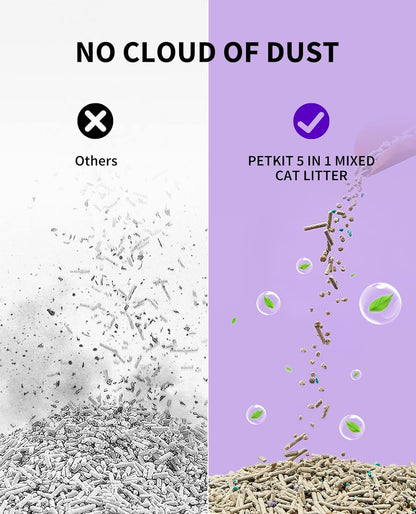 PETKIT Mixed Cat Litter Fast Clumping,Flushable,Ultra Absorbent, 100% Natural Ingredients