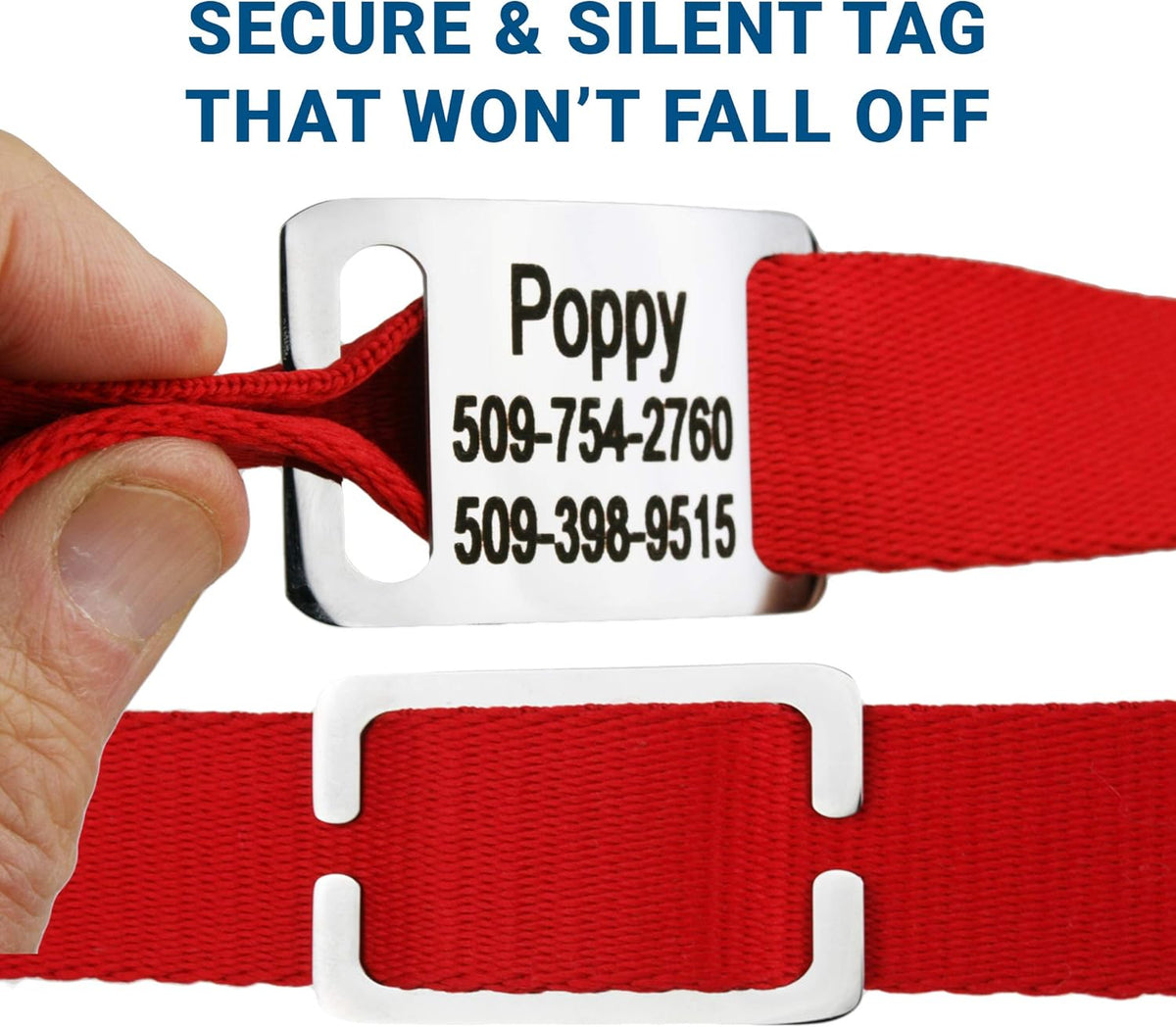 GoTags Personalized Dog Collar with Nameplate, Adjustable Dog Collar with Custom Engraved Slide On
