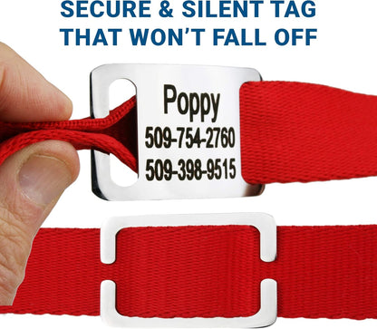 GoTags Personalized Dog Collar with Nameplate, Adjustable Dog Collar with Custom Engraved Slide On