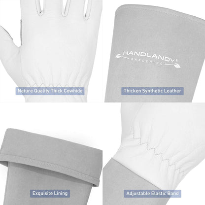 HANDLANDY Long Gardening Gloves for Men & Women, Thorn Proof Rose Pruning Gloves Leather Gauntlets