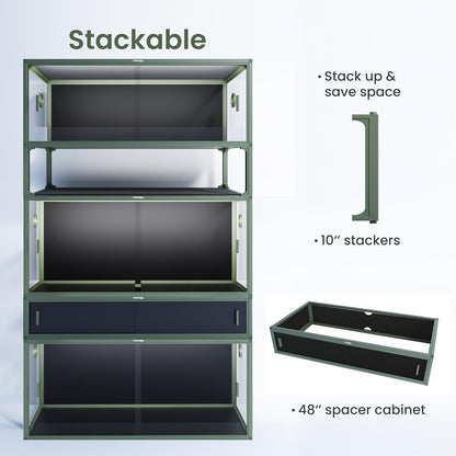 85 Gallon Reptile Tank, Front Opening Snake Tank for Easy Maintenance, Reptile Enclosure with Top