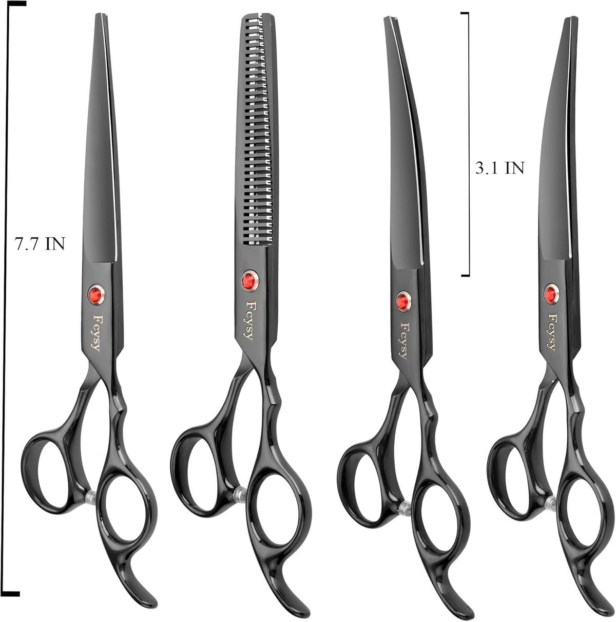 Dog Grooming Scissors Kit, Fcysy Professional Pet Hair Cutting Shears Set with Curved & Straight