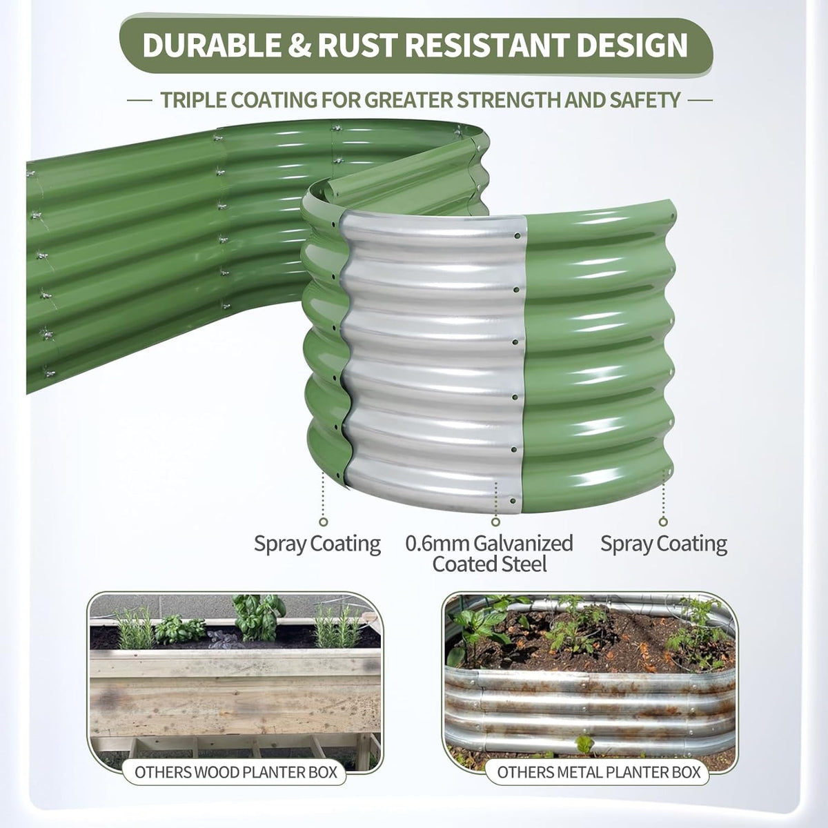 Galvanized Raised Garden Bed Outdoor- Raised Beds for Gardening| Metal Planter Box, Steel Raised