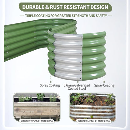 Galvanized Raised Garden Bed Outdoor- Raised Beds for Gardening| Metal Planter Box, Steel Raised