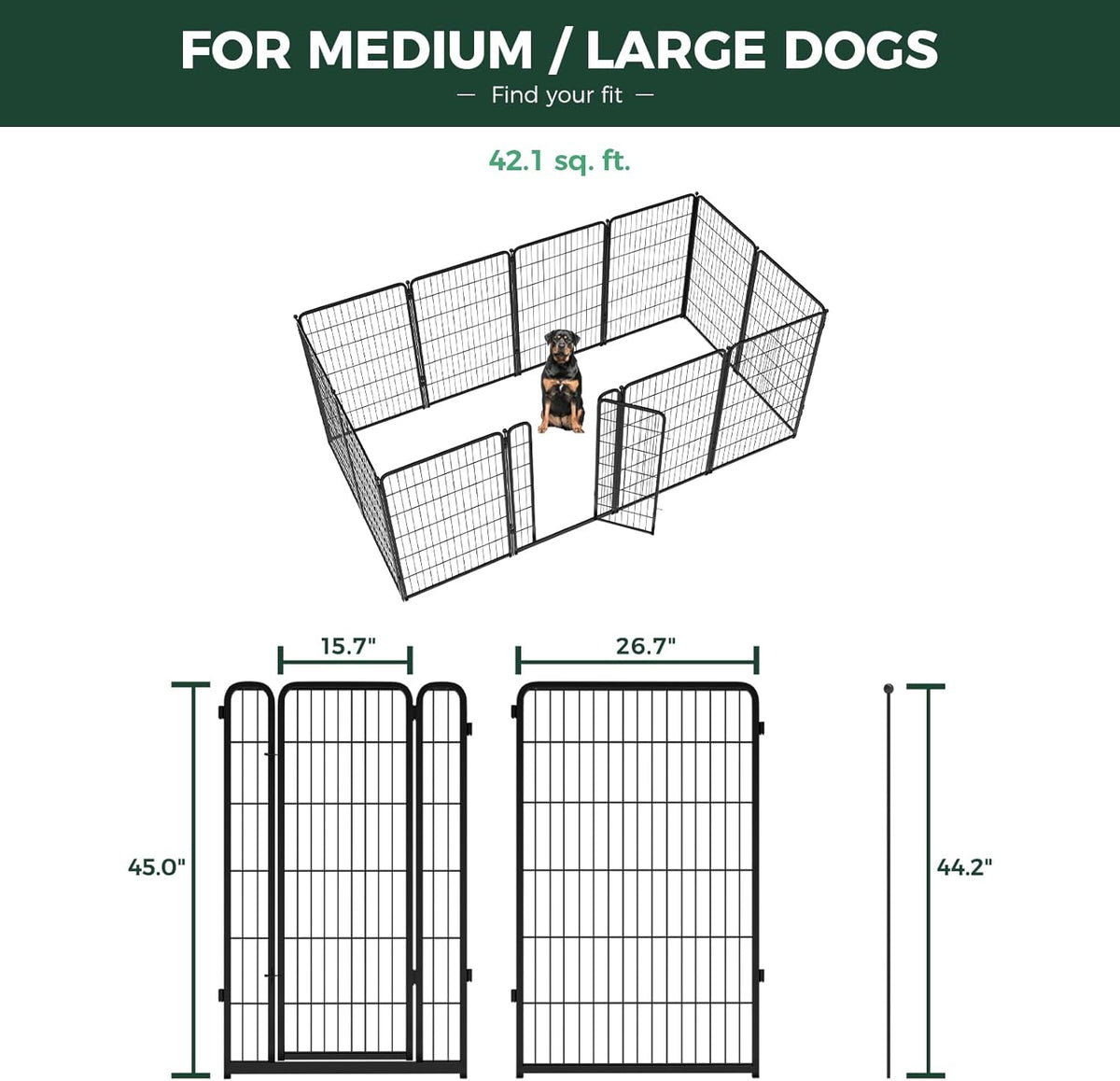 FXW Homeplus Unleashed Indoor Dog Playpen - Stress-Free and Safe Play, Heavy Duty 45 Inch 12 Wire