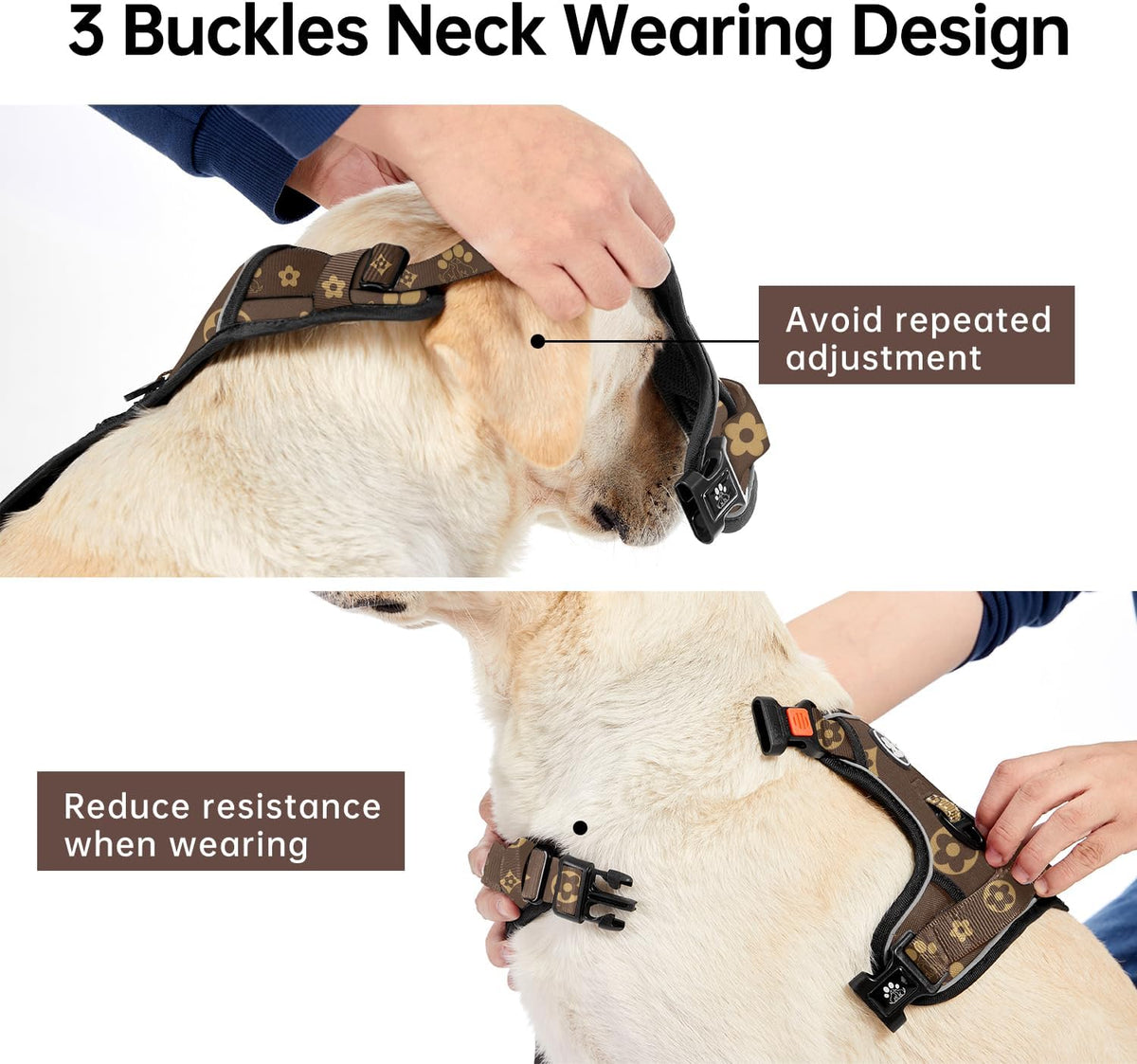 IVY&LANE No Pull Dog Harness with Leash Set, Reflective No Choke Pet Vest,Adjustable Oxford Dog