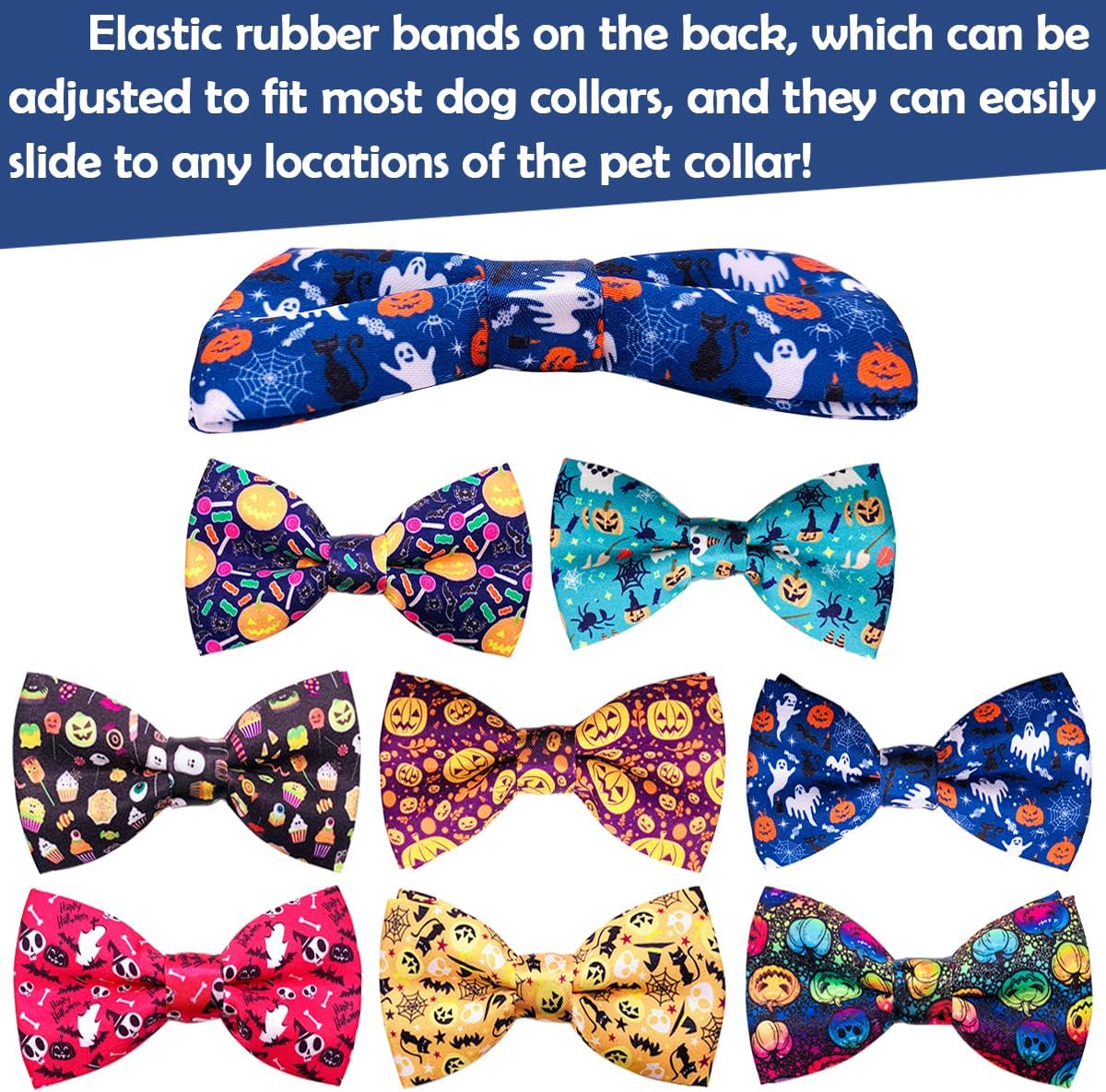 PET SHOW 10pcs Halloween Small Dog Bow Ties for Medium Dogs Puppies Rabbit Cat Detachable Bowties
