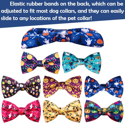 PET SHOW 10pcs Halloween Small Dog Bow Ties for Medium Dogs Puppies Rabbit Cat Detachable Bowties