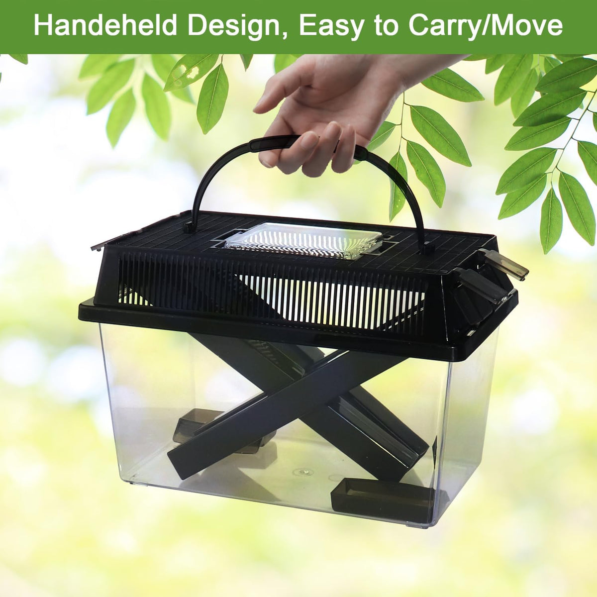 NANEEZOO Cricket Keeper, Equipped with Water & Food Feeding Dish, High Transparency Cricket Pen